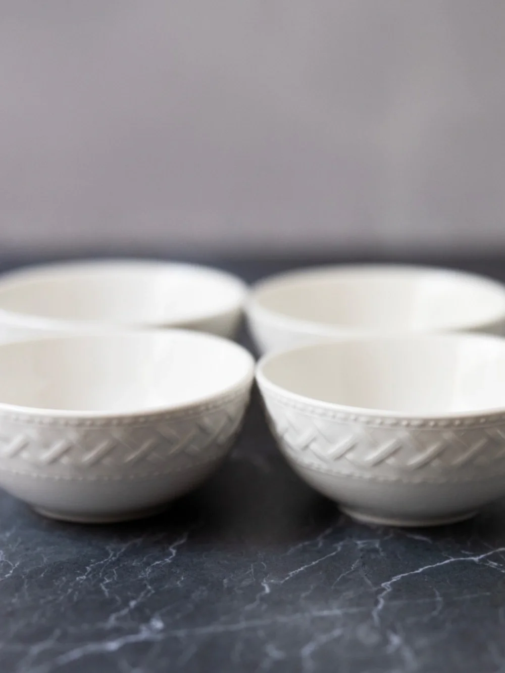 Set of 4 Philippe Richard TRELLIS small Dessert Bowls White 4